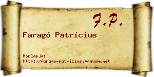 Faragó Patrícius névjegykártya